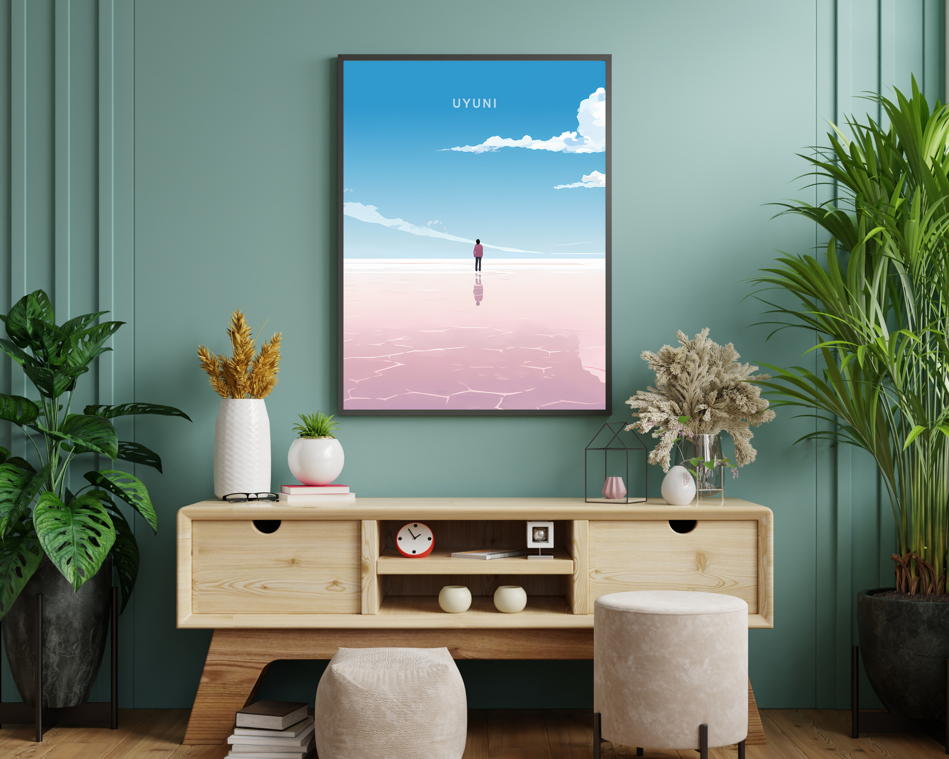 Uyuni Salt Flats Bolivia Travel Poster Print - Pitchers Design