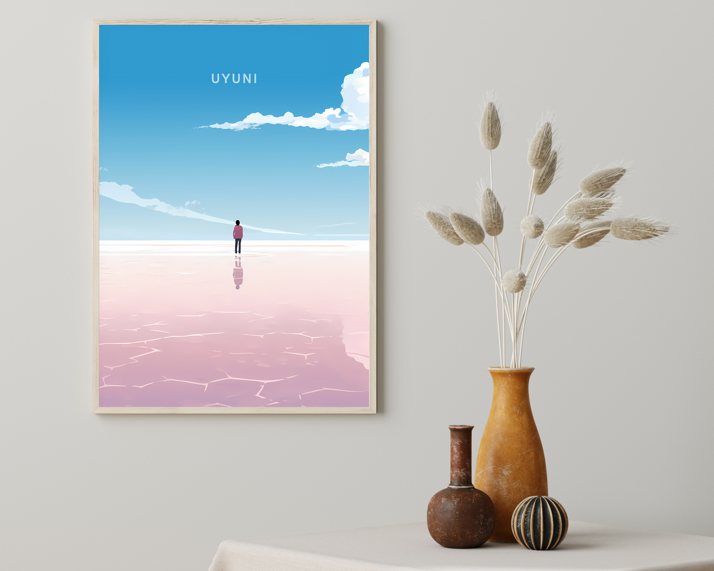 Uyuni Salt Flats Bolivia Travel Poster Print - Pitchers Design