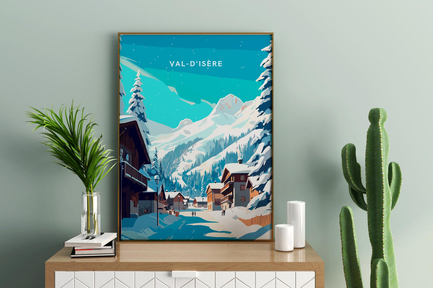 Cartel de impresión de viaje de Val-d'Isere Francia