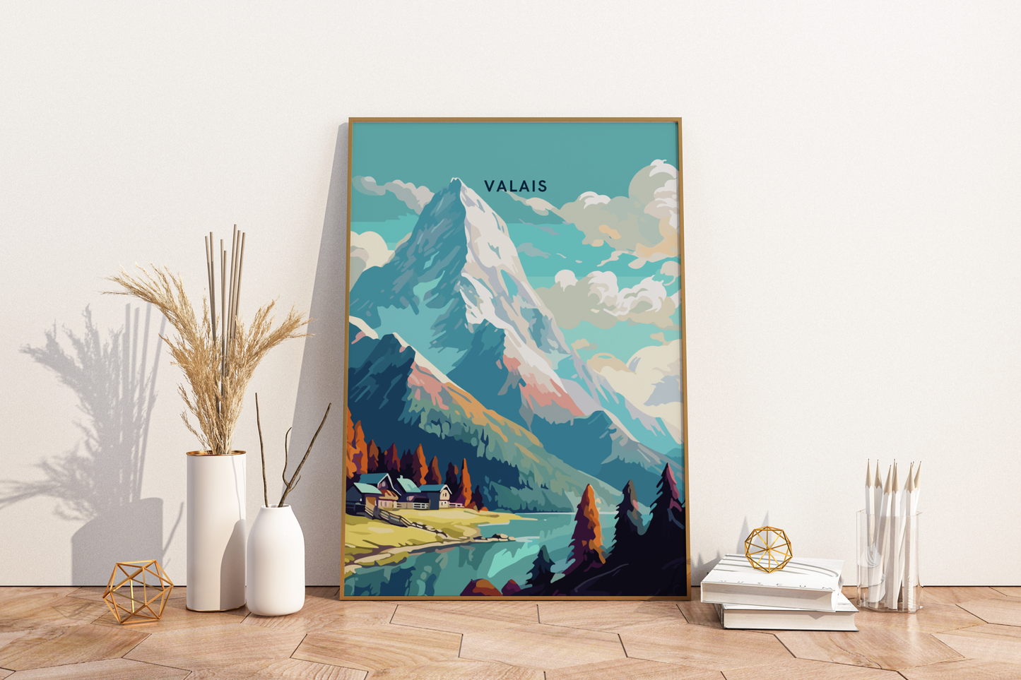 Valais Matterhorn Switzerland Travel Print Poster - Pitchers Design