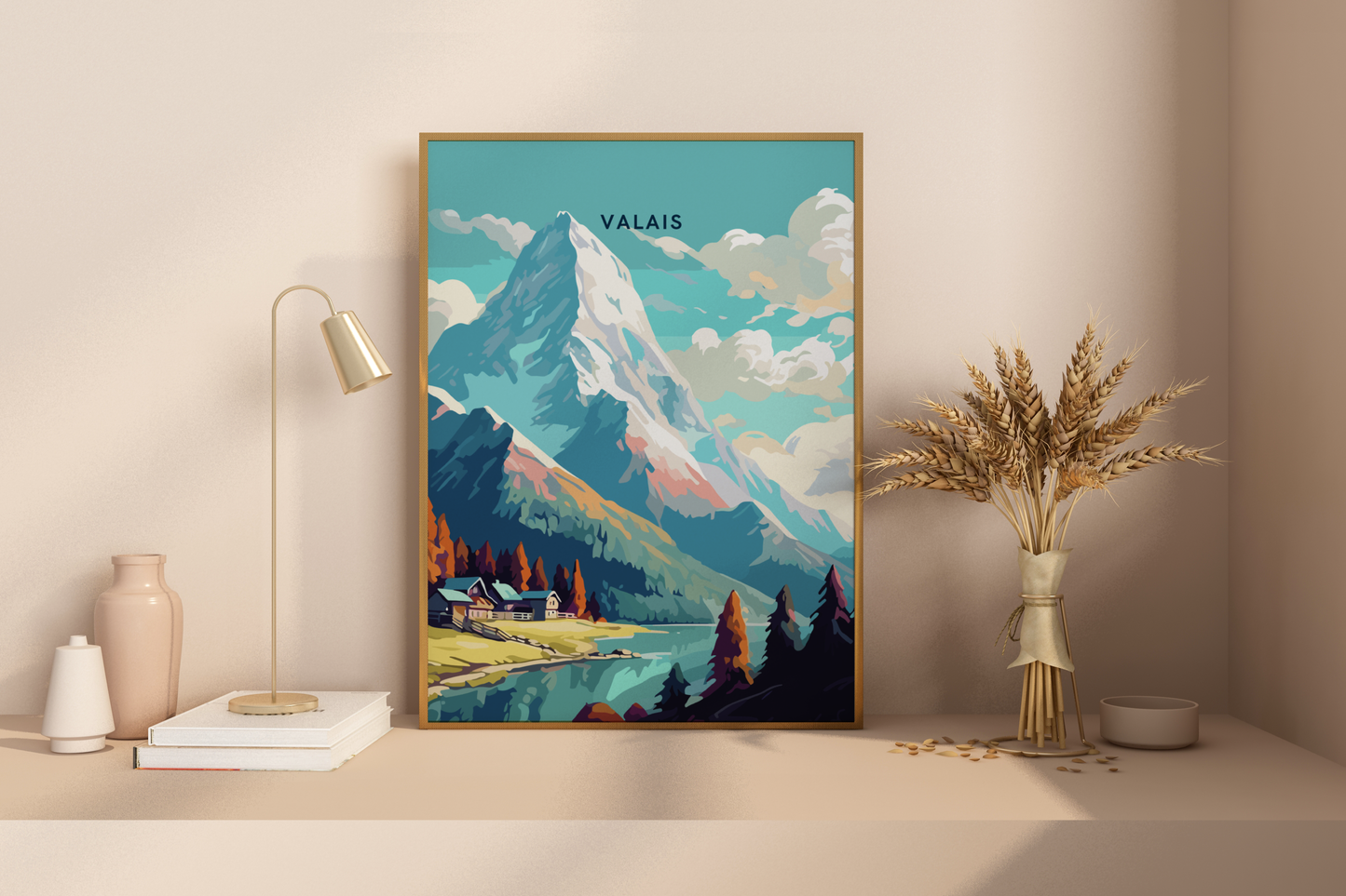 Valais Matterhorn Switzerland Travel Print Poster - Pitchers Design