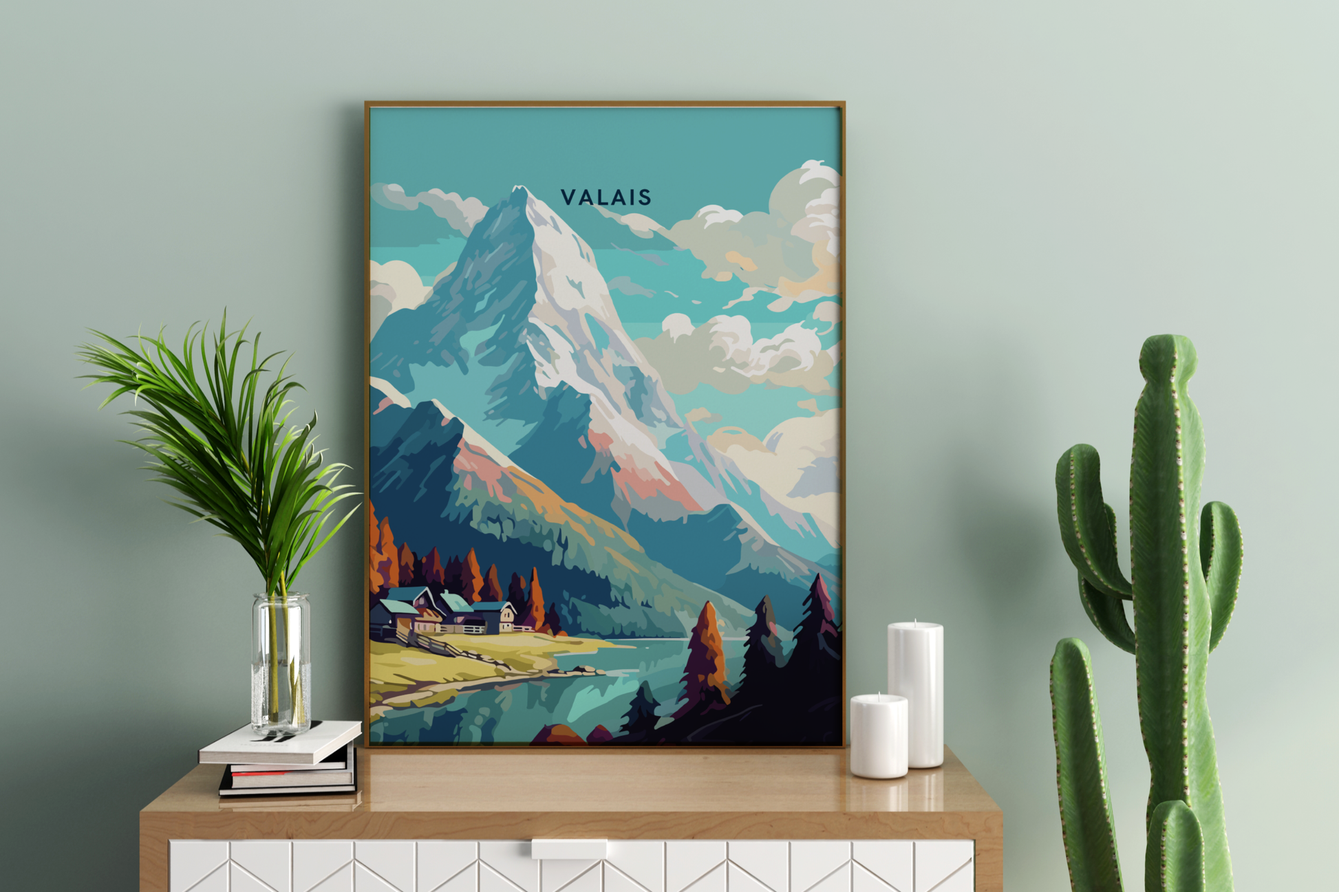 Valais Matterhorn Switzerland Travel Print Poster - Pitchers Design