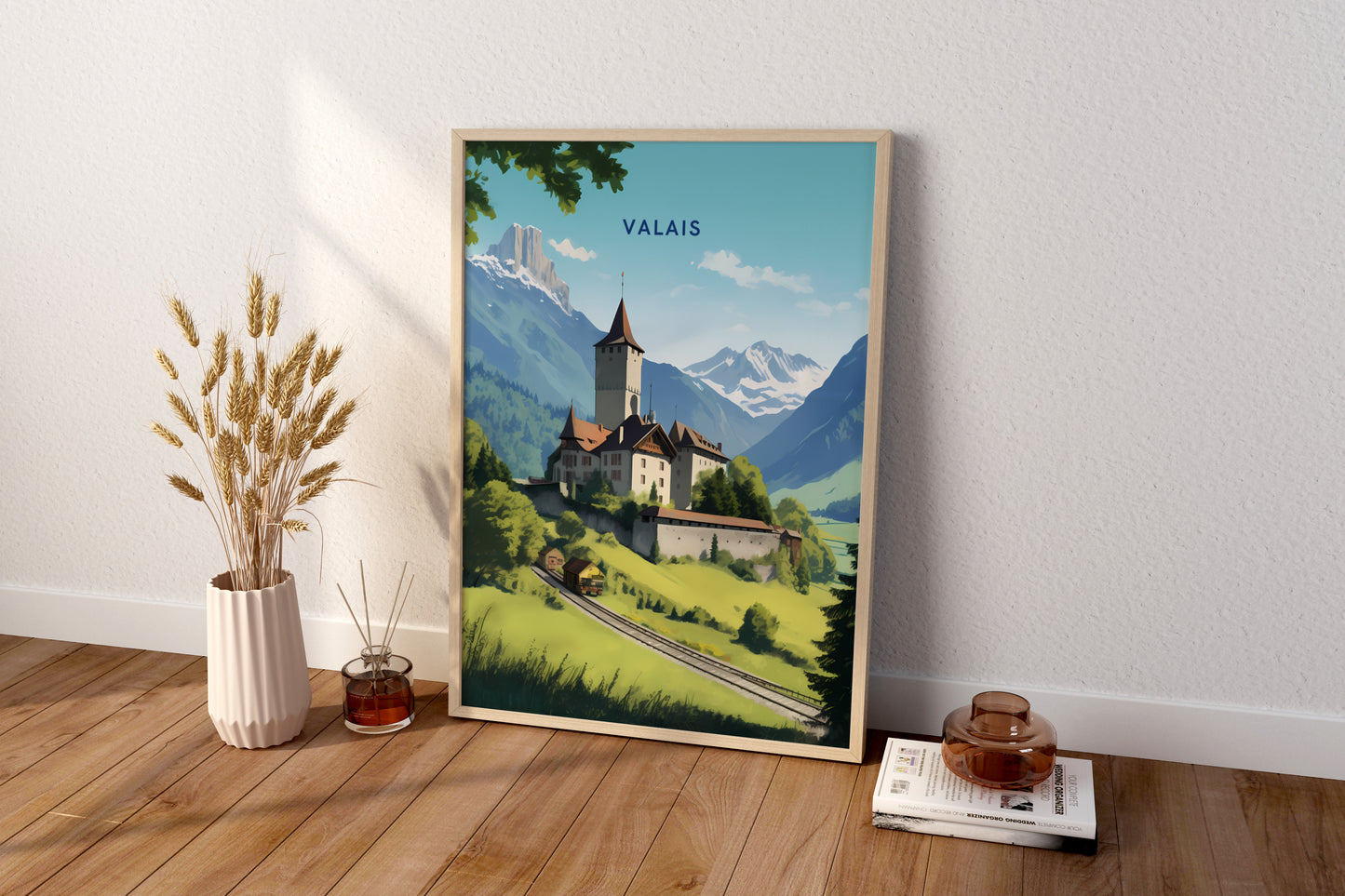 Valais Switzerland Travel Poster Print - Pitchers Design