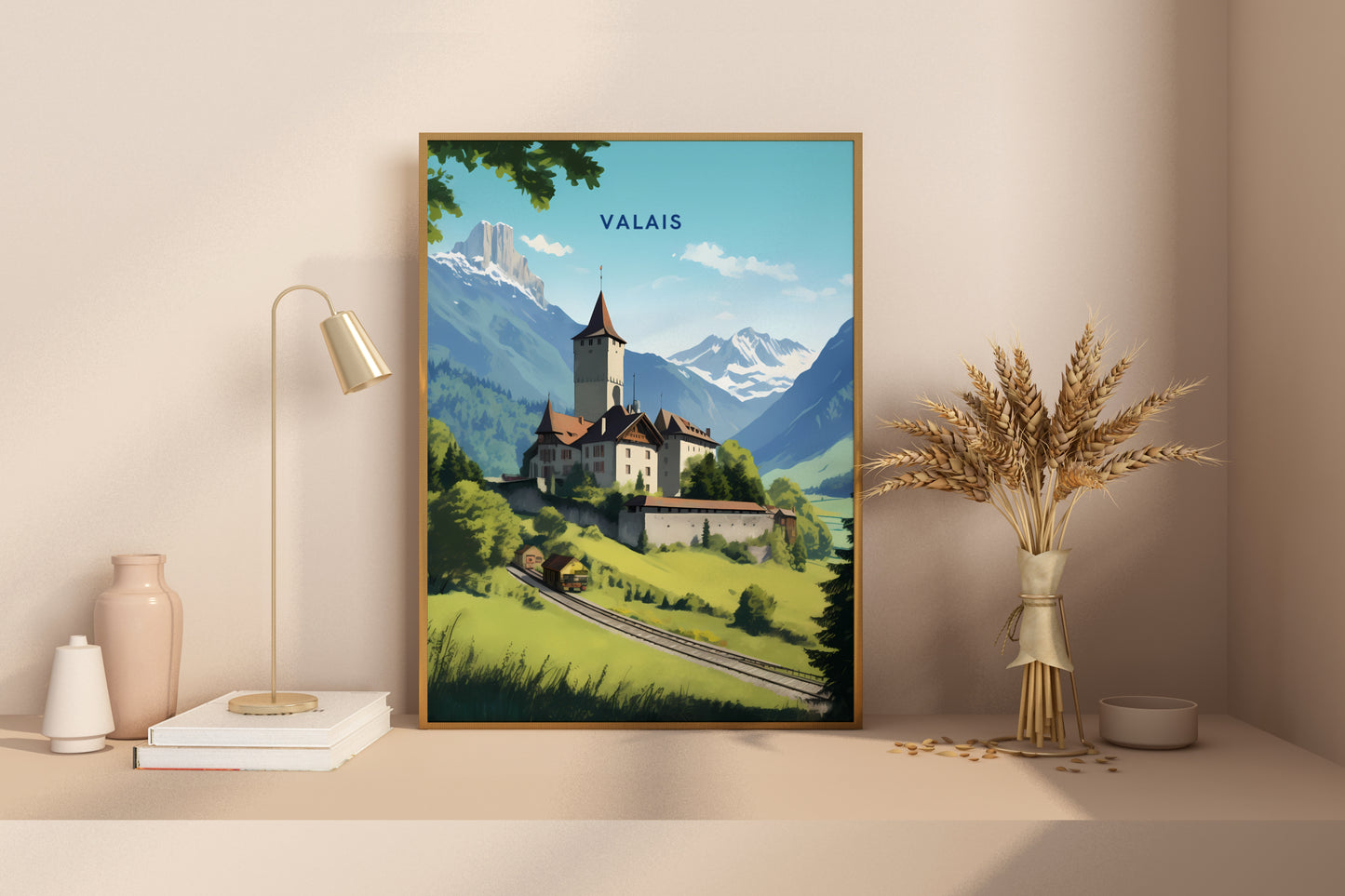 Valais Switzerland Travel Poster Print - Pitchers Design