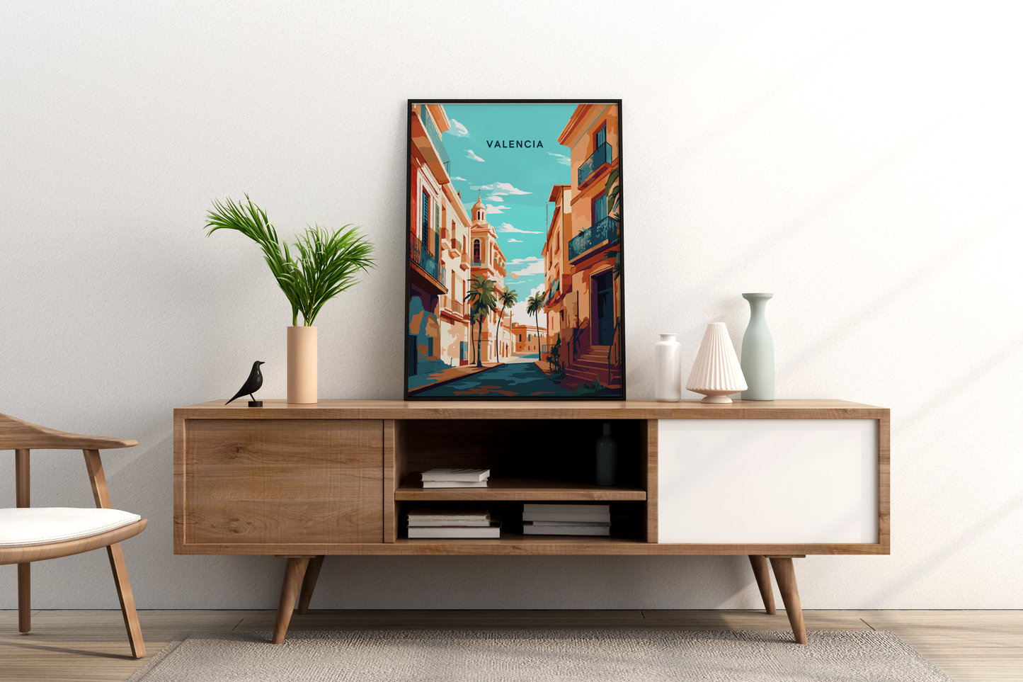 Streets of Valencia Spain Travel Print Poster - Pitchers Design