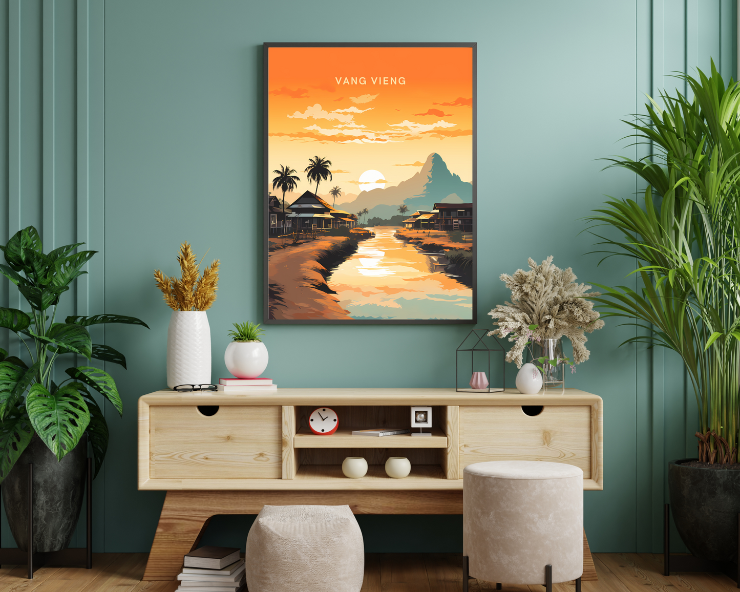 Vang Vieng Laos Travel Poster Print - Pitchers Design