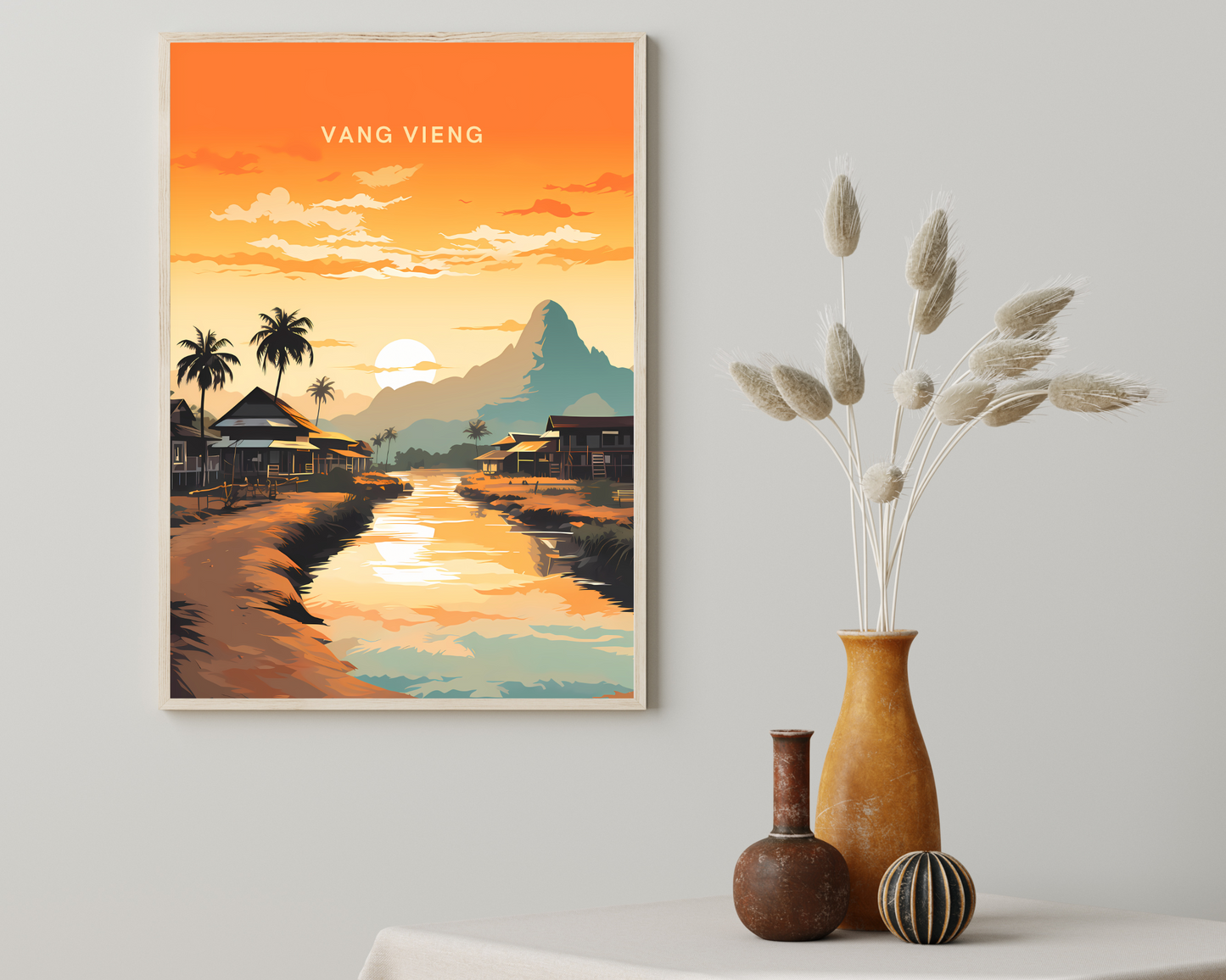 Vang Vieng Laos Travel Poster Print - Pitchers Design