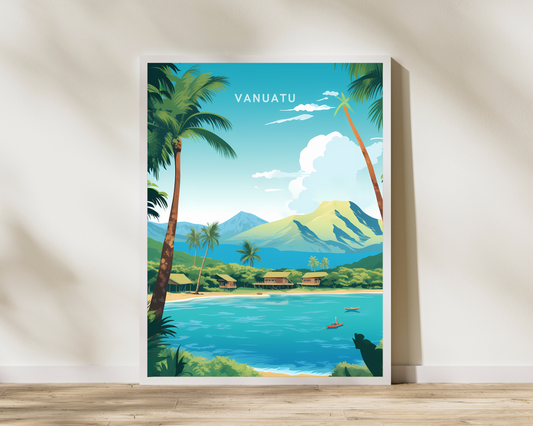 Vanuatu Print Poster | Travel Artwork | Retro Vintage | Wall Art Deco | Gift Ideas | Wedding Gift - Pitchers Design