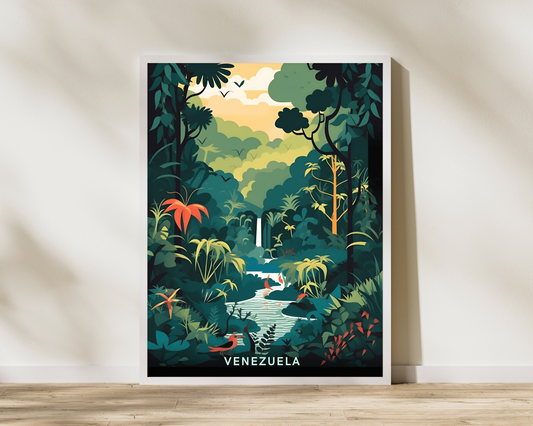 Venezuela Amazon Rainforest Travel Poster Print - Pitchers Design