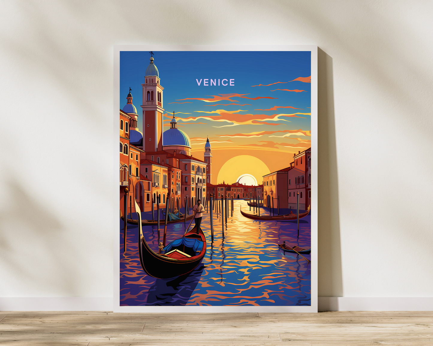 Venice Gondolas on Canal Italy Travel Poster Print - Pitchers Design