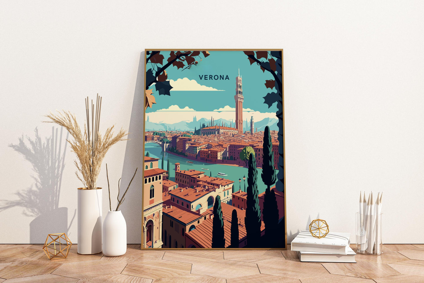 Affiche de voyage imprimée de Vérone en Italie