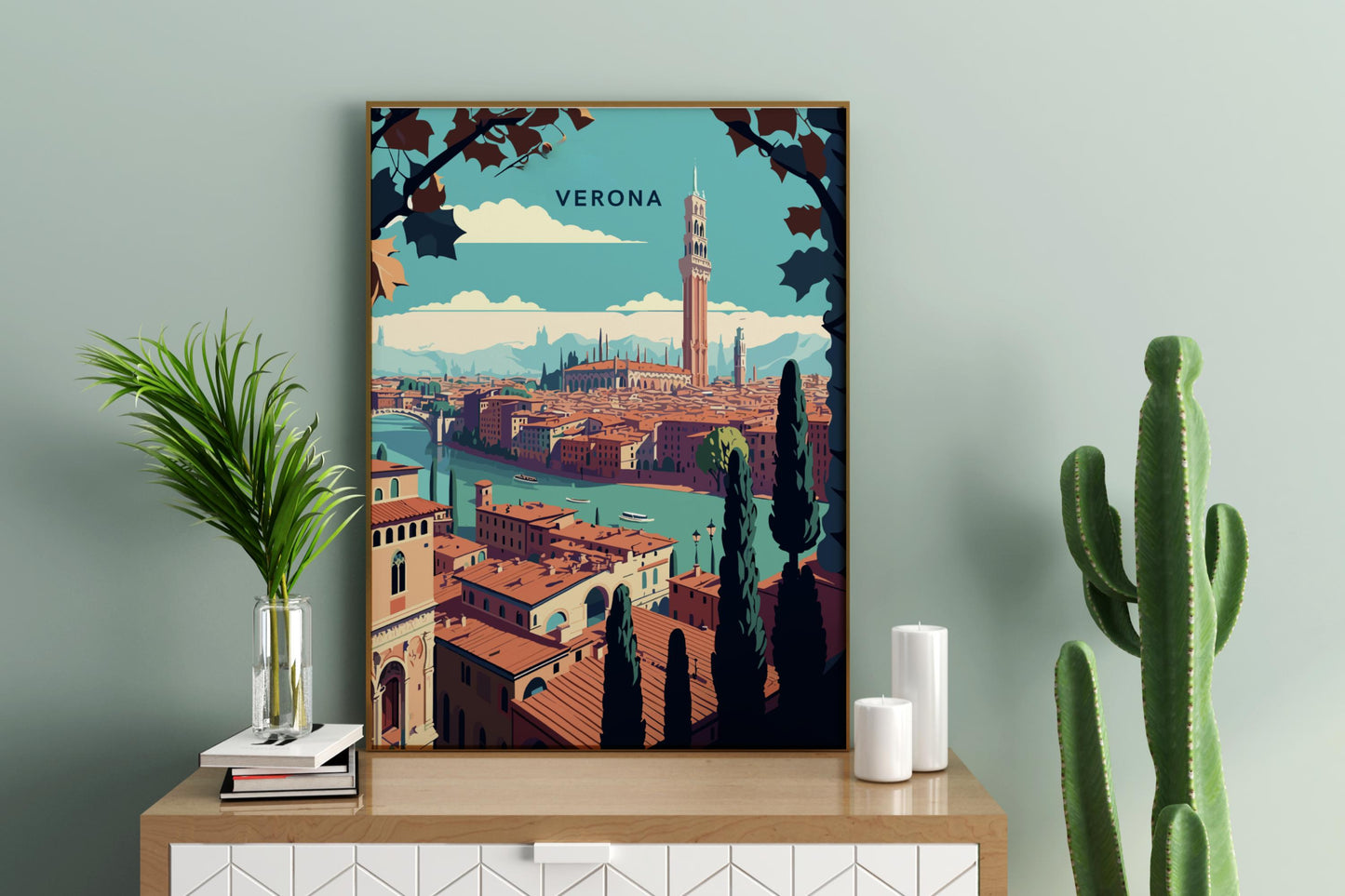 Affiche de voyage imprimée de Vérone en Italie