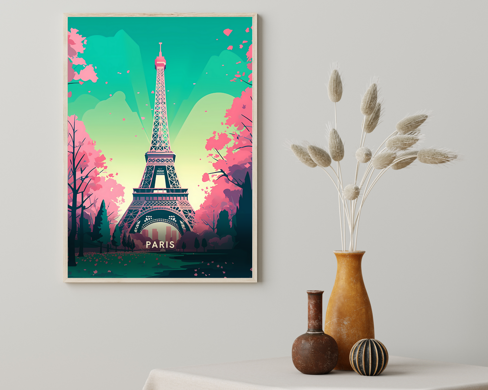 Vibrant Eiffel Tower Paris France Travel Poster Print - Pitchers Design