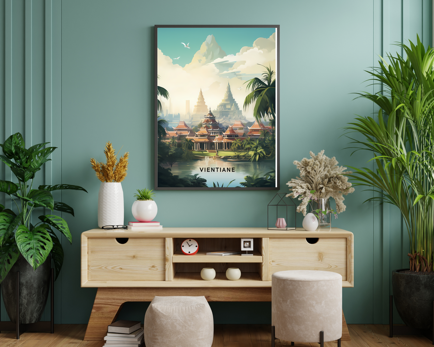 Vientiane Laos Travel Poster Print - Pitchers Design