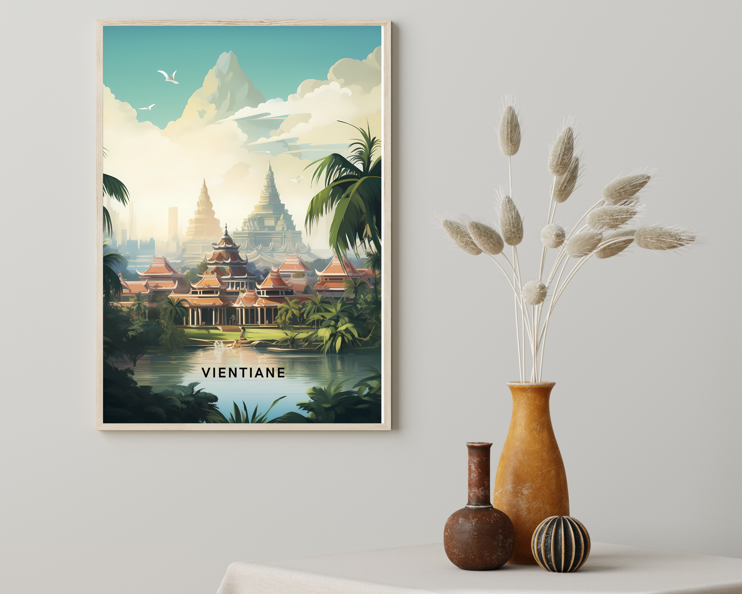 Vientiane Laos Travel Poster Print - Pitchers Design