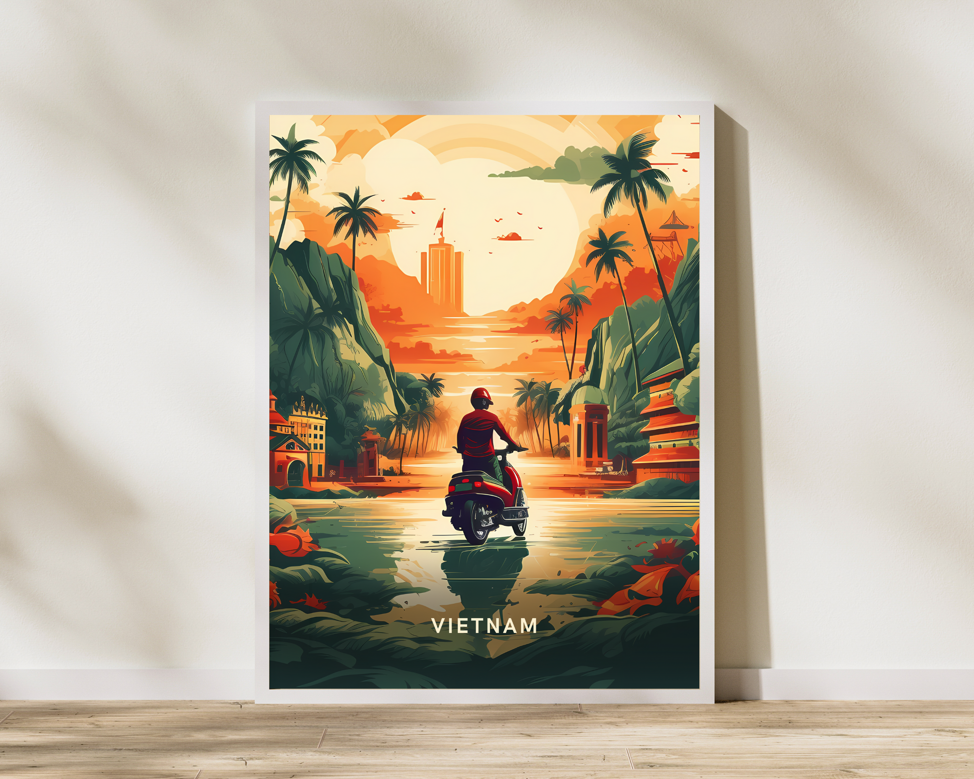 Vietnam Motorcycle Adventure Travel Poster Print - Pitchers Design