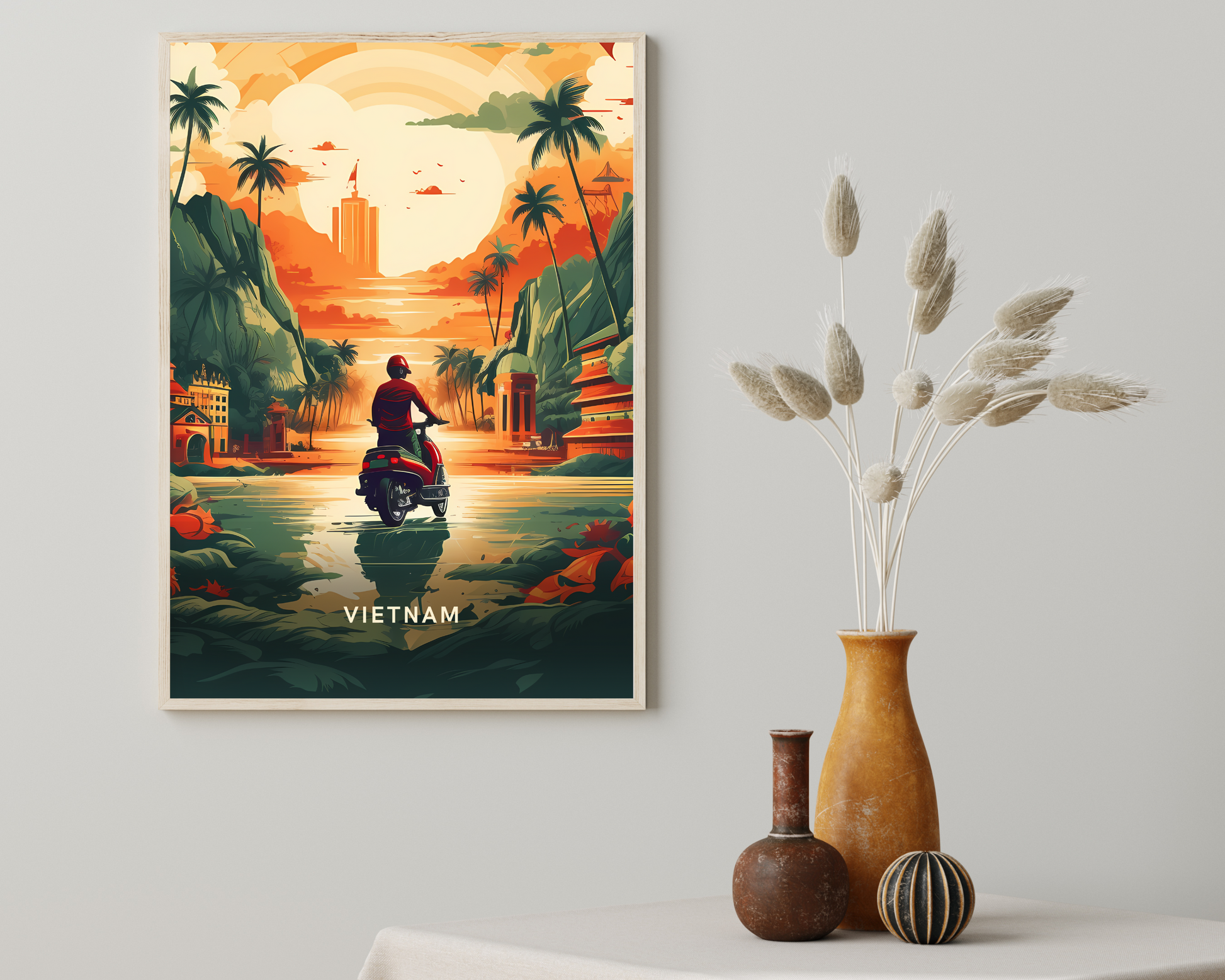 Vietnam Motorcycle Adventure Travel Poster Print - Pitchers Design