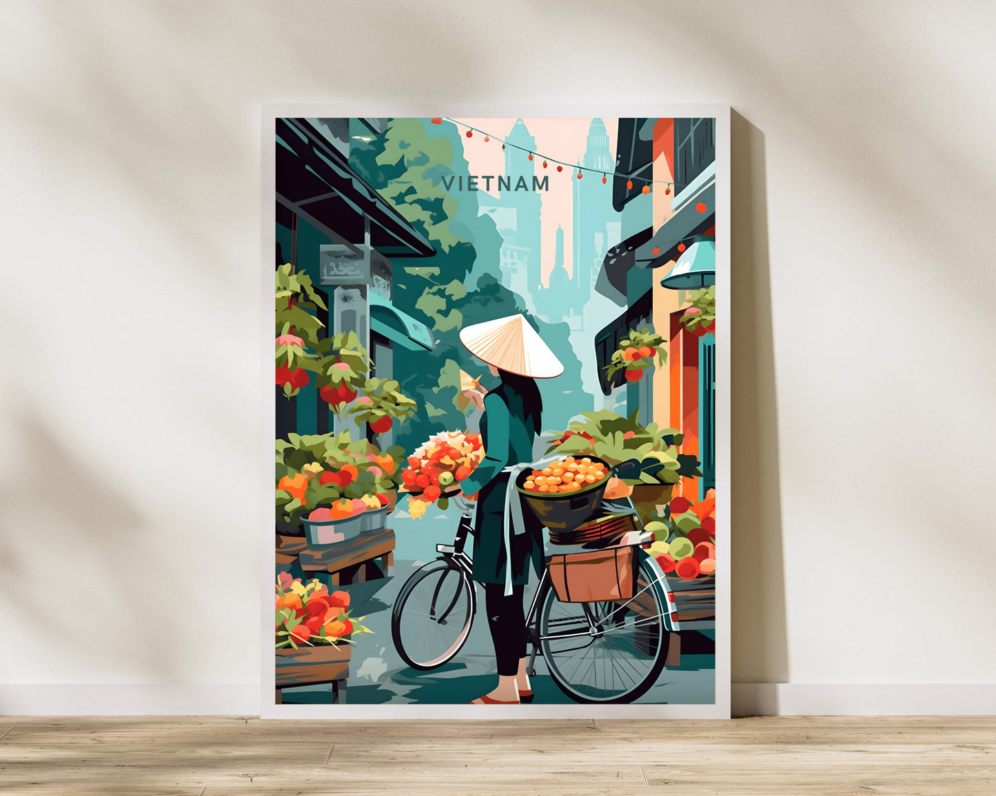 Vietnam Local Market Travel Print Poster - Pitchers Design