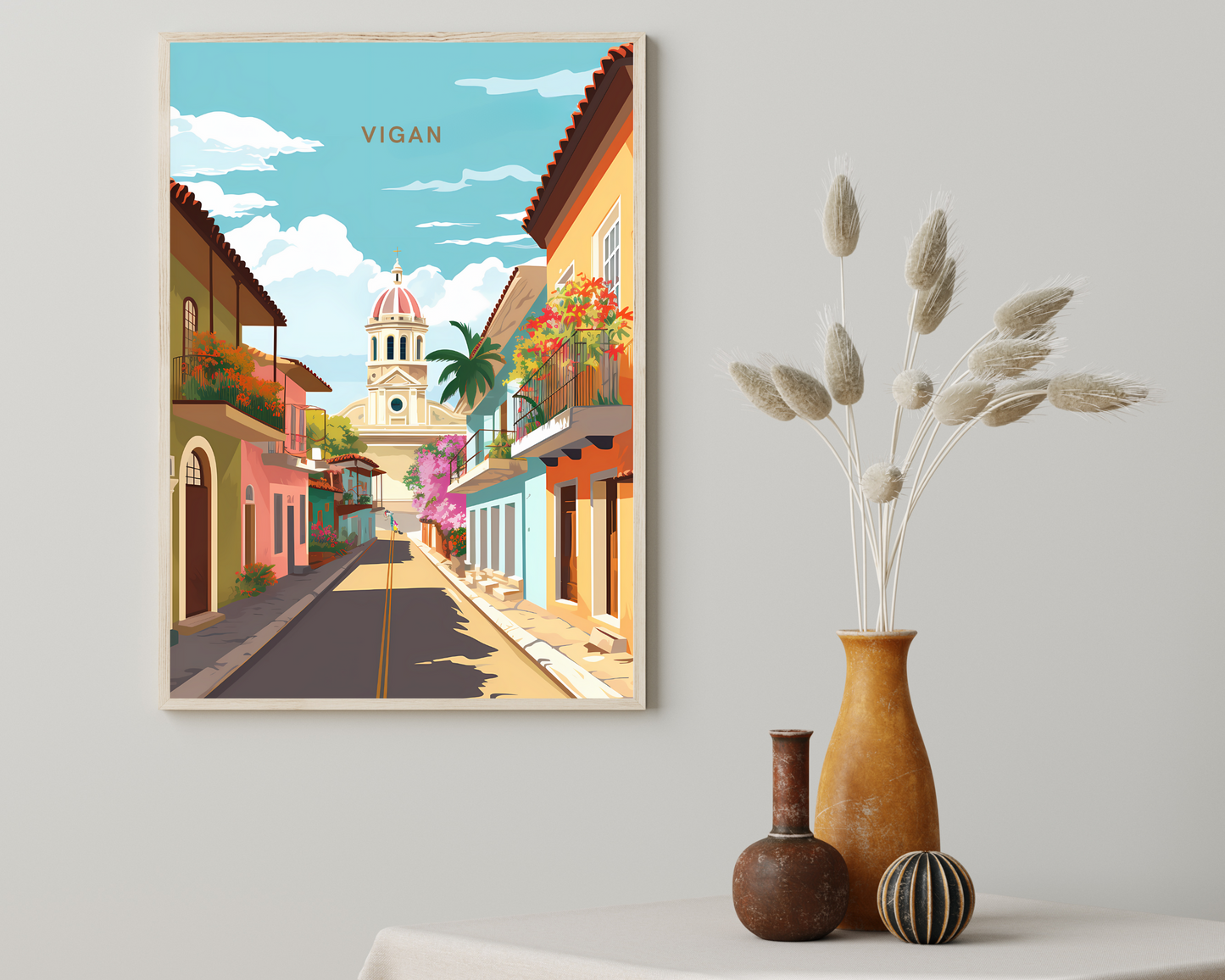 Vigan Philippines Travel Poster Print - Pitchers Design