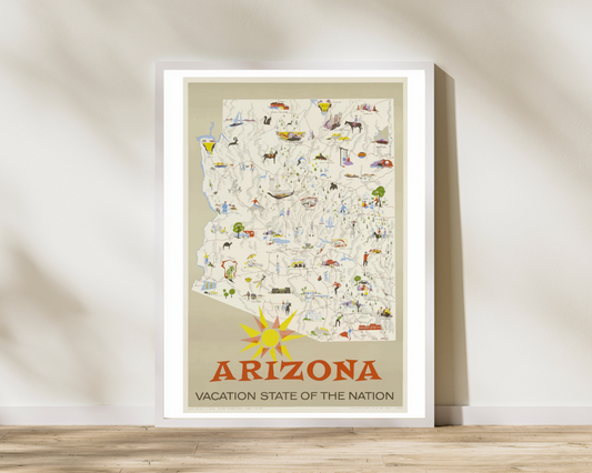 Arizona Vacation State of the Nation Vintage Travel Poster - Pitchers Design