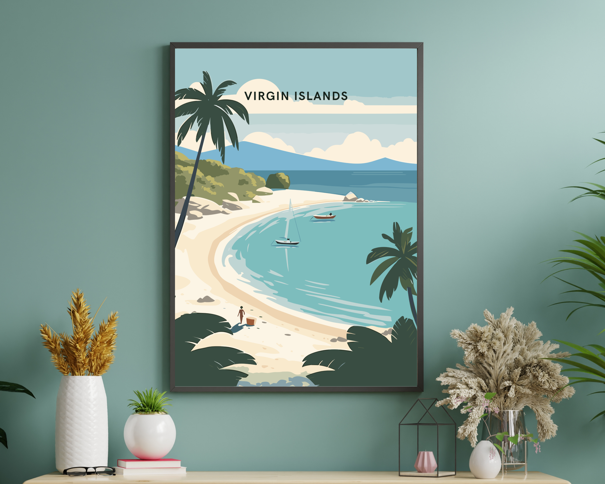 Virgin Islands Caribbean Travel Poster Print - Pitchers Design