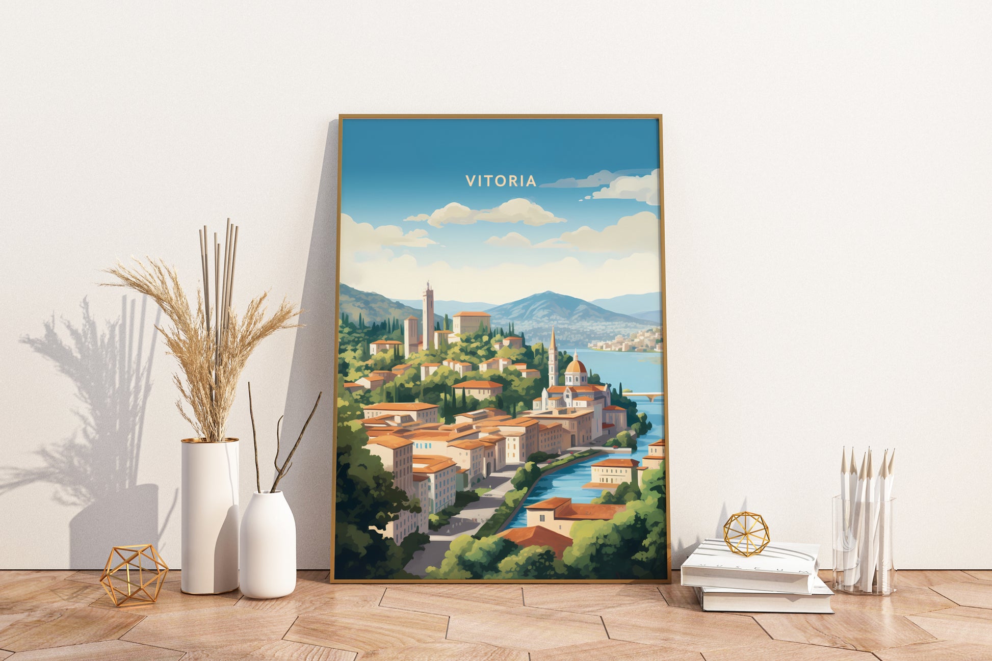 Vitoria Spain Travel Poster Print - Pitchers Design