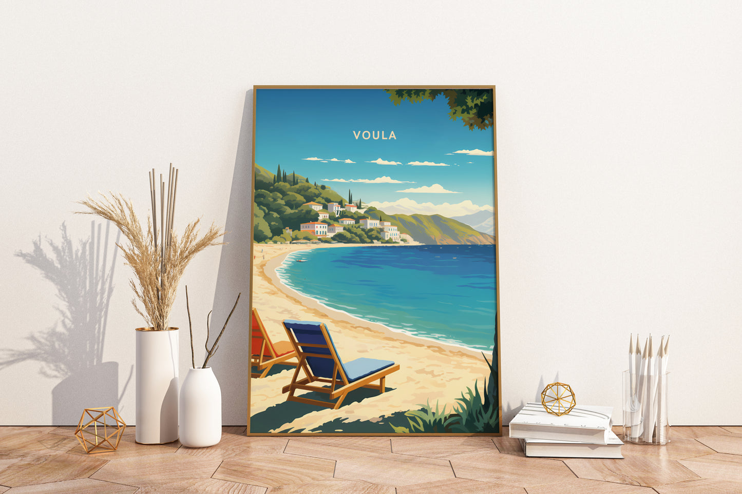 Voula Greece Travel Poster Print - Pitchers Design