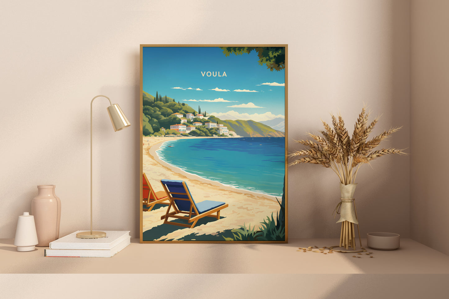 Voula Greece Travel Poster Print - Pitchers Design