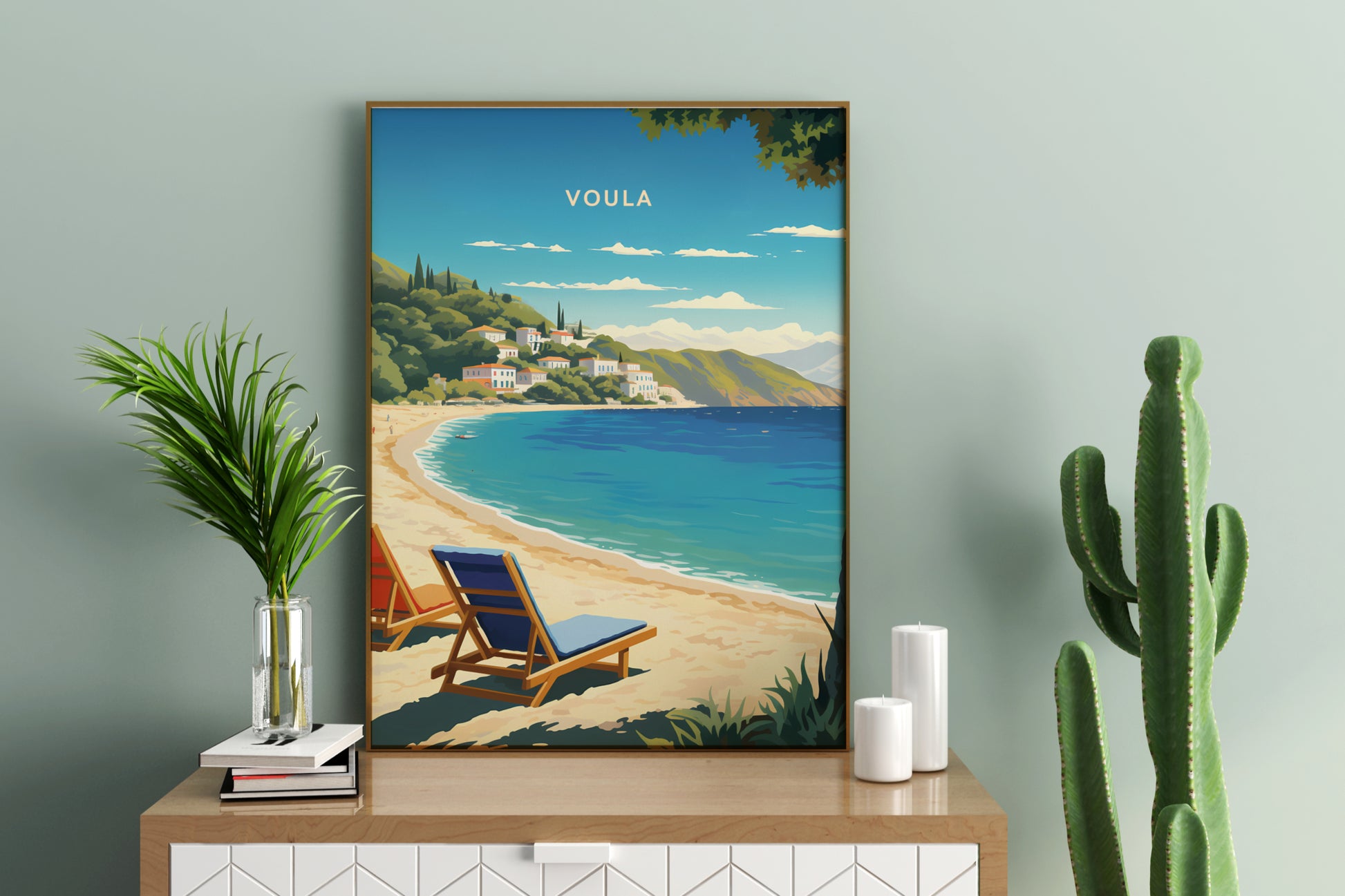 Voula Greece Travel Poster Print - Pitchers Design