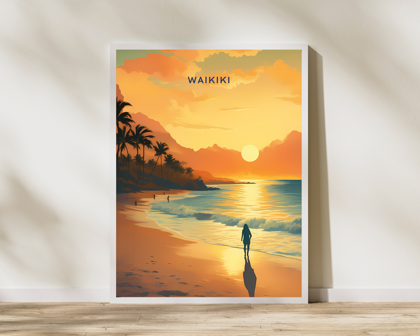 Waikiki Beach Hawaii Travel Poster Print - Pitchers Design