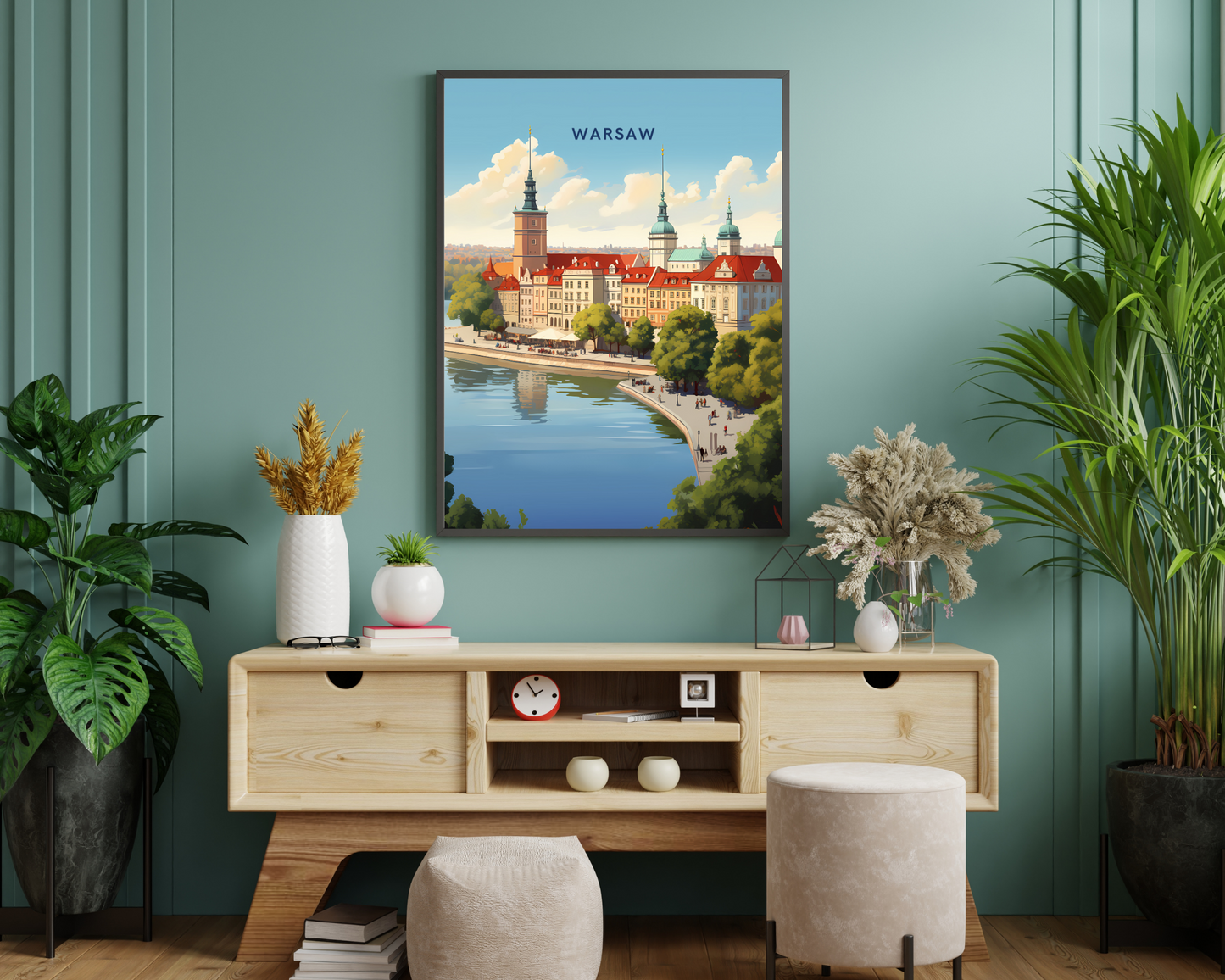 Warsaw Poland Travel Poster Print - Pitchers Design