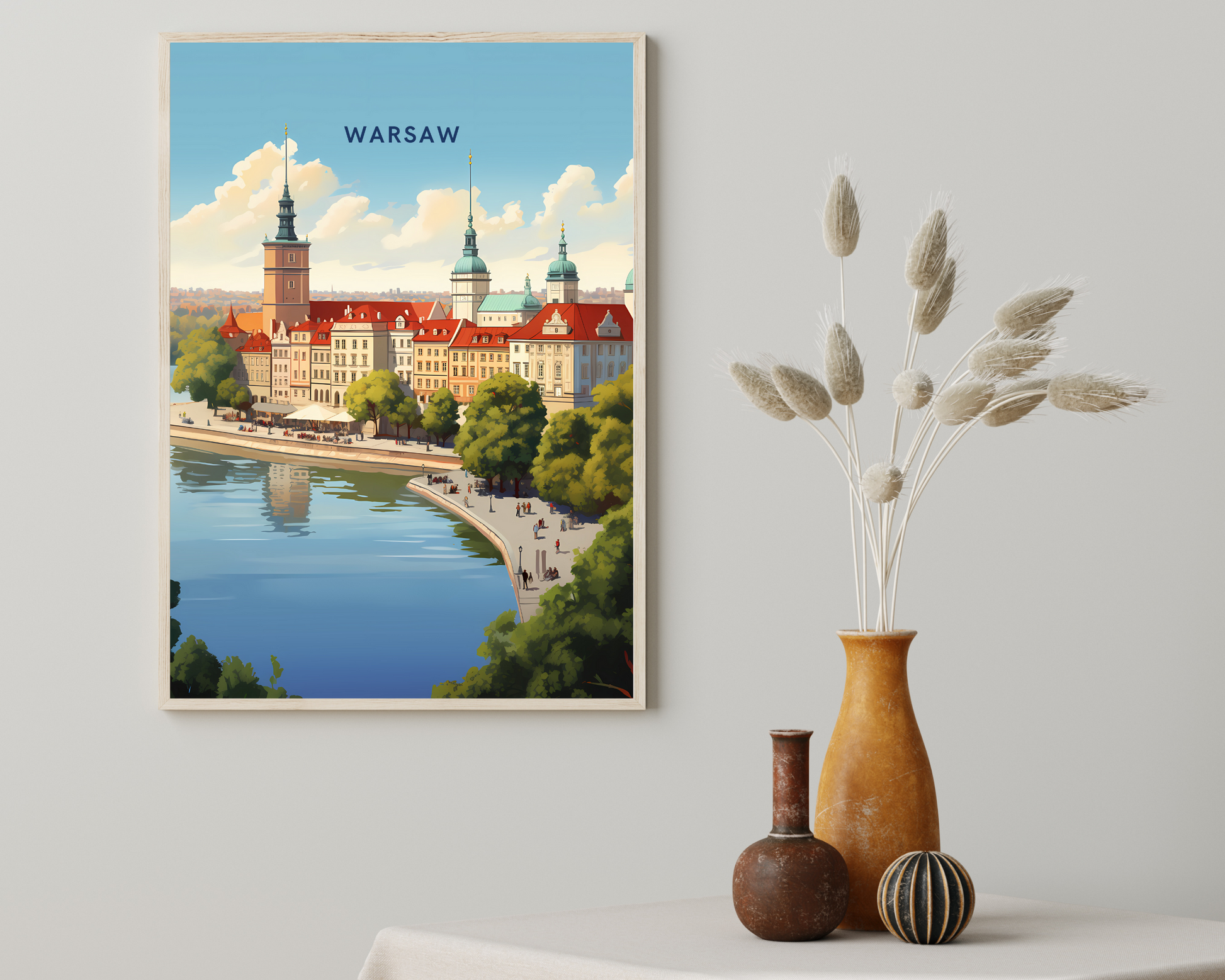 Warsaw Poland Travel Poster Print - Pitchers Design