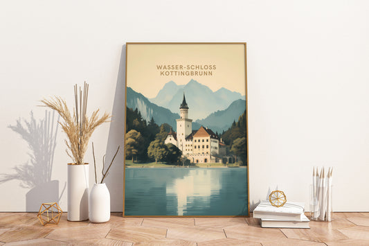 Wasser-Schloss Kottingbrunn Austria Travel Print Poster - Pitchers Design