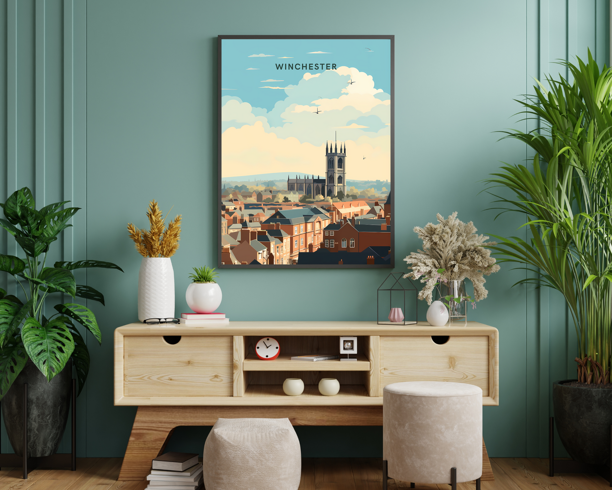 Winchester England Travel Poster Print - Pitchers Design