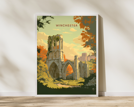 Winchester Old Bishop's Palace England Travel Poster Print - Pitchers Design