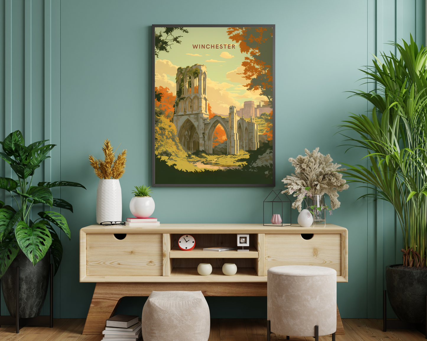 Winchester Old Bishop's Palace England Travel Poster Print - Pitchers Design