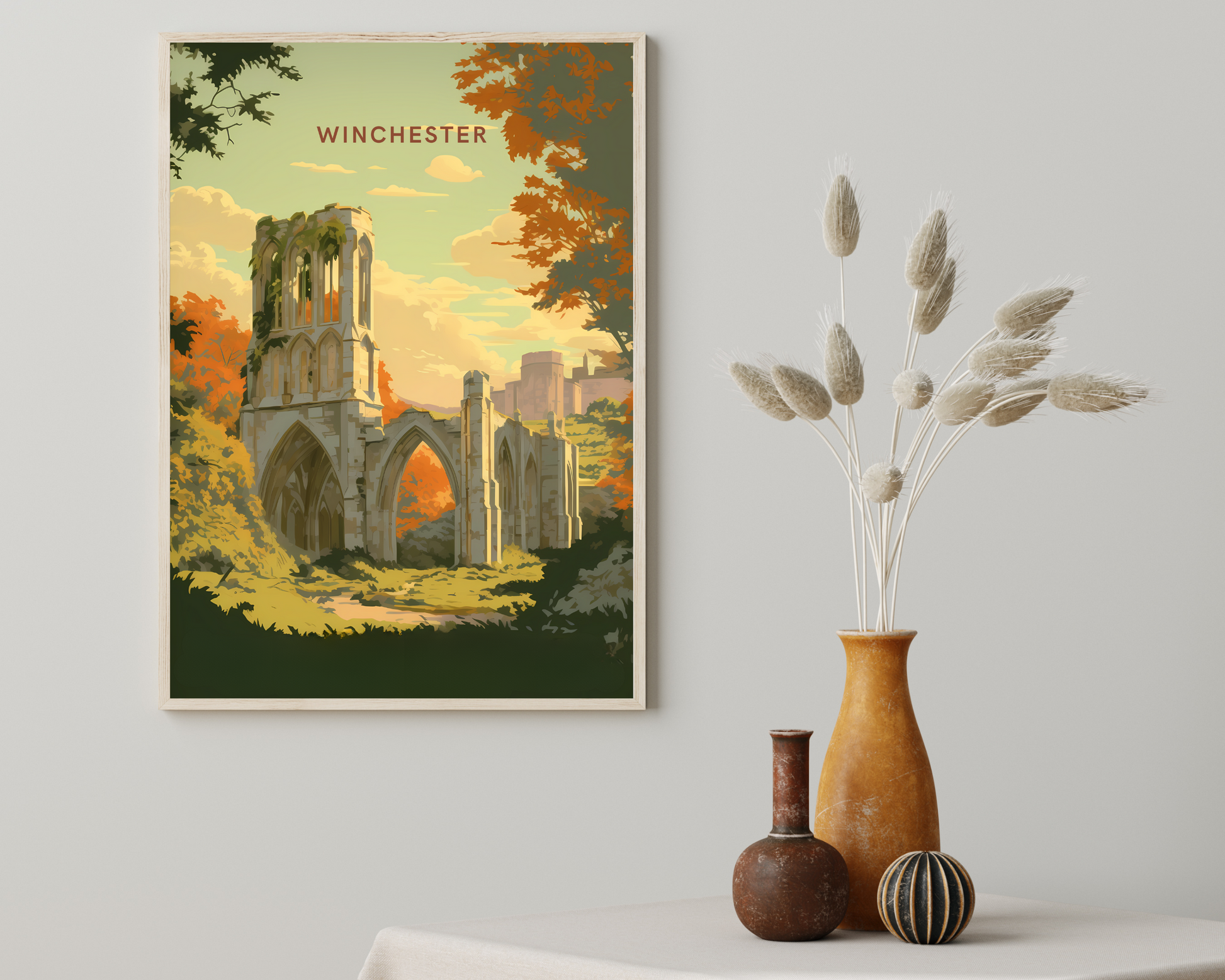 Winchester Old Bishop's Palace England Travel Poster Print - Pitchers Design