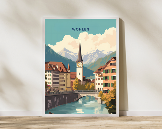 Wohlen Switzerland Travel Poster Print - Pitchers Design