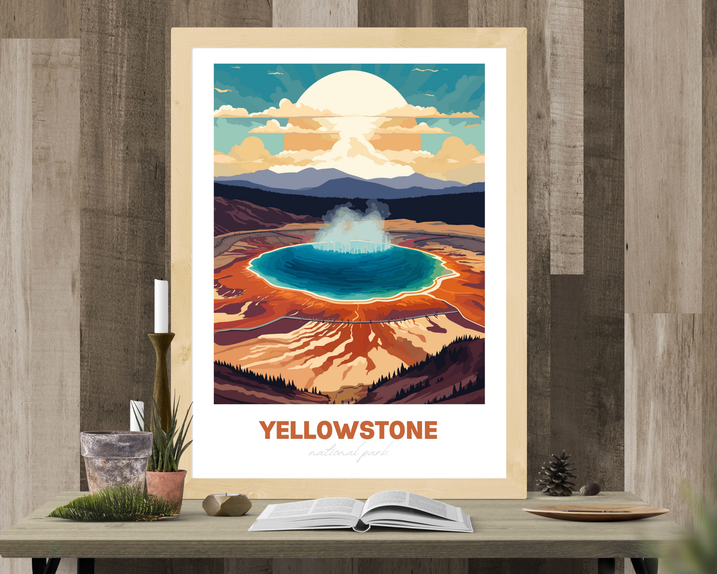 Yellowstone National Park Travel Poster Print - Pitchers Design