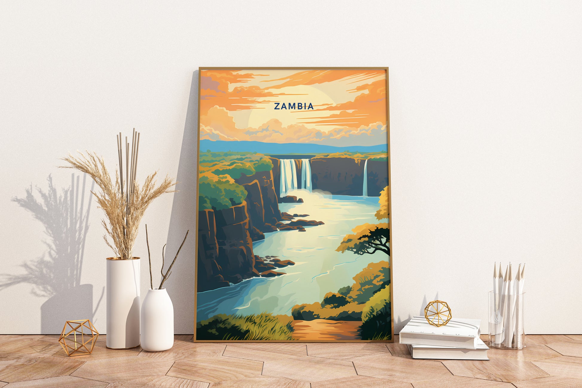 Zambia Africa Travel Poster Print - Pitchers Design