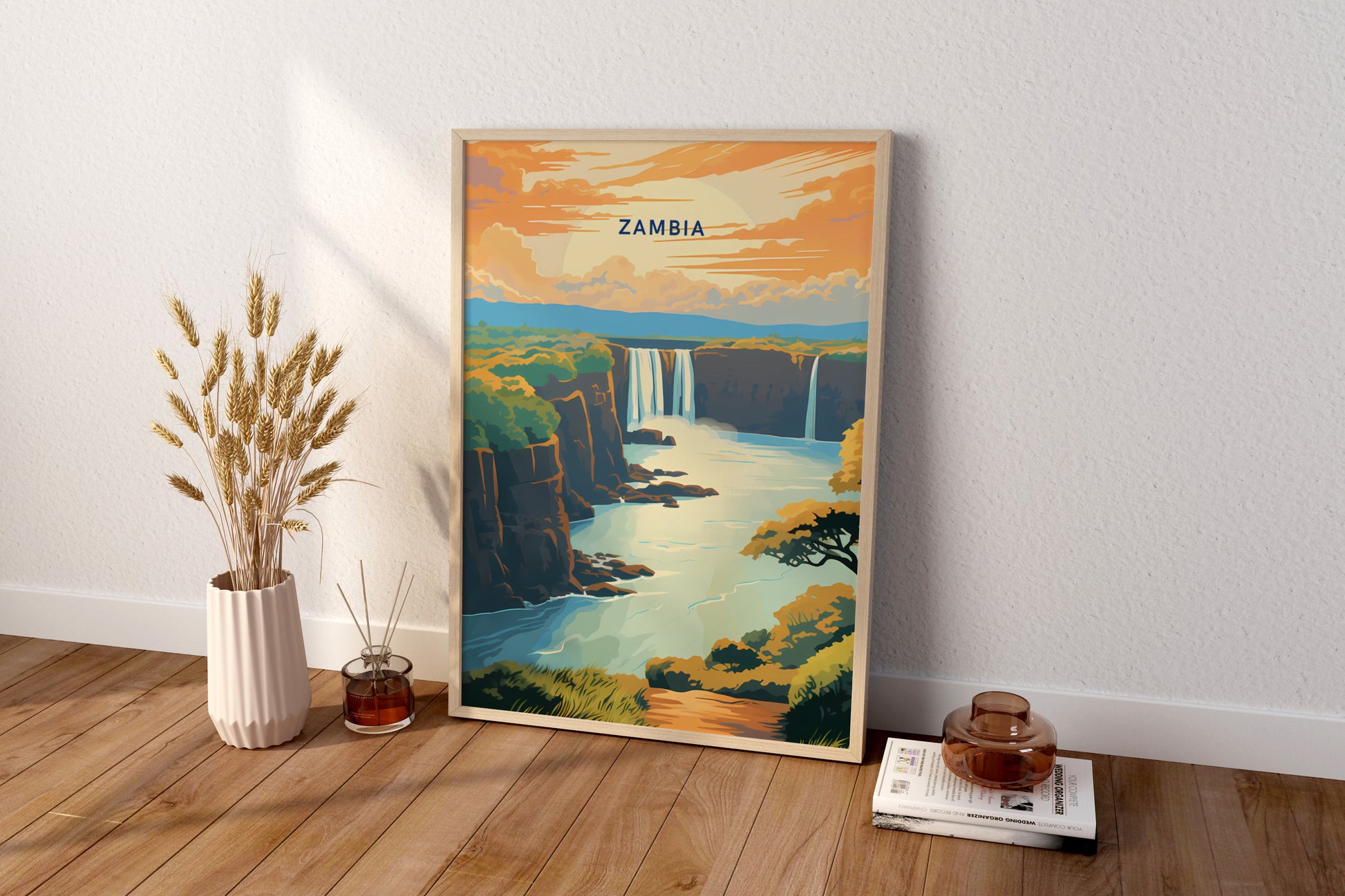 Zambia Africa Travel Poster Print - Pitchers Design