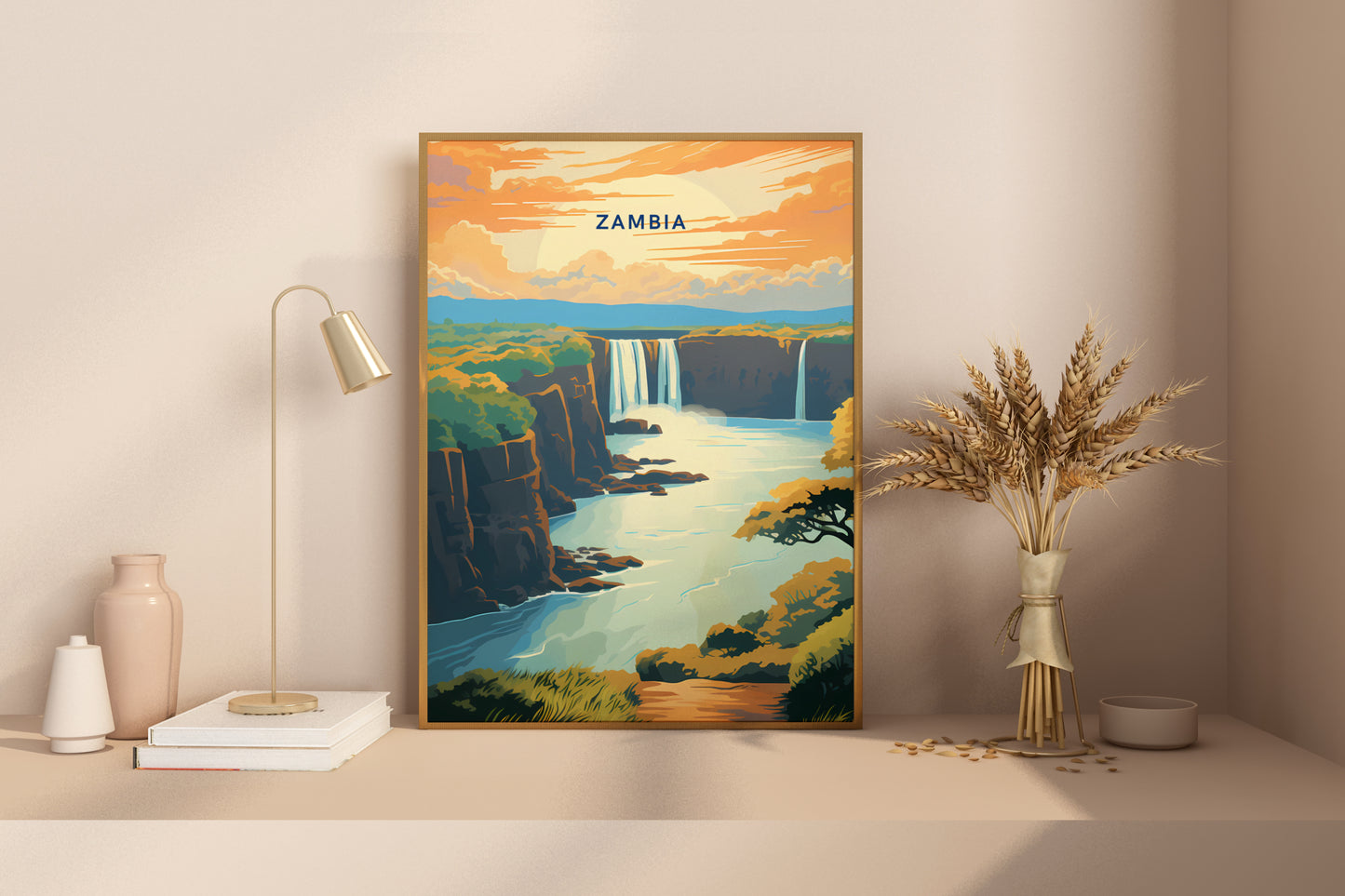 Zambia Africa Travel Poster Print - Pitchers Design