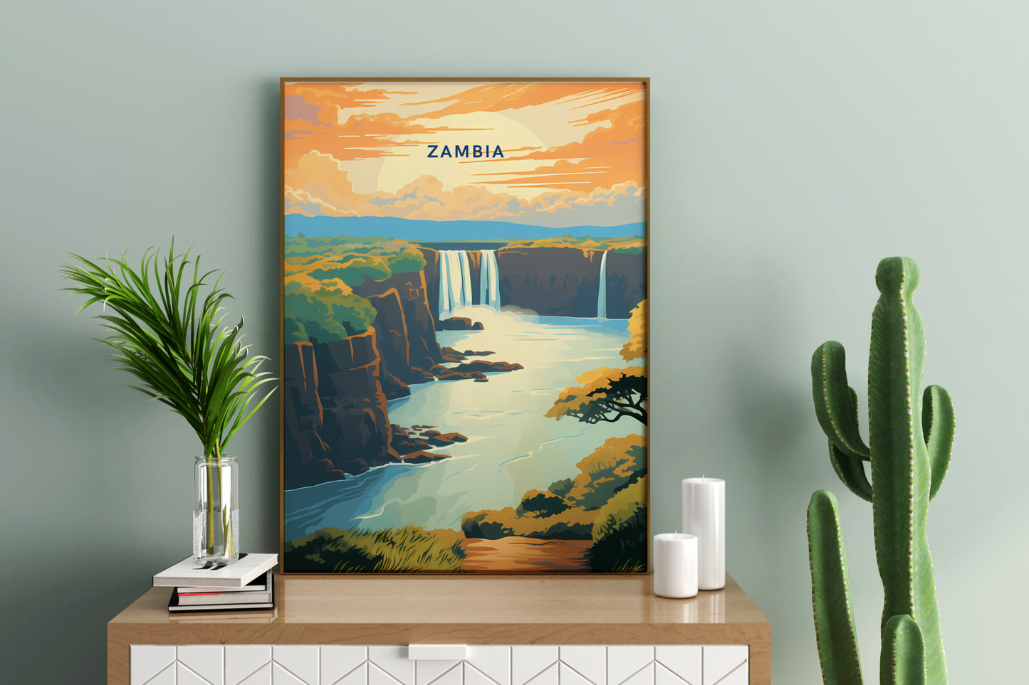 Zambia Africa Travel Poster Print - Pitchers Design