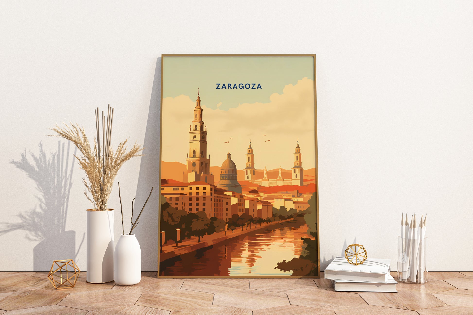 Zaragoza Spain Travel Print Poster - Pitchers Design