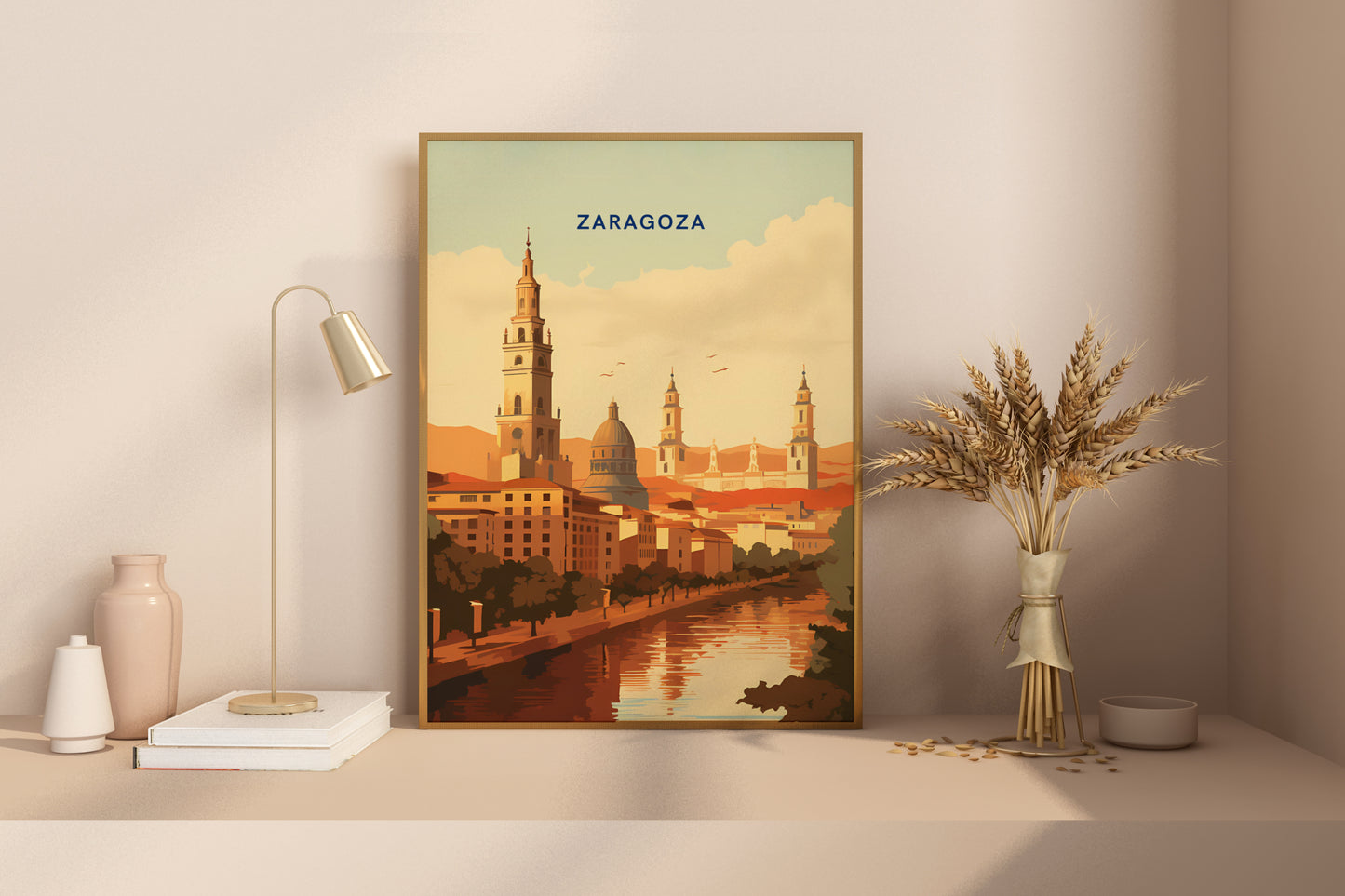 Zaragoza Spain Travel Print Poster - Pitchers Design