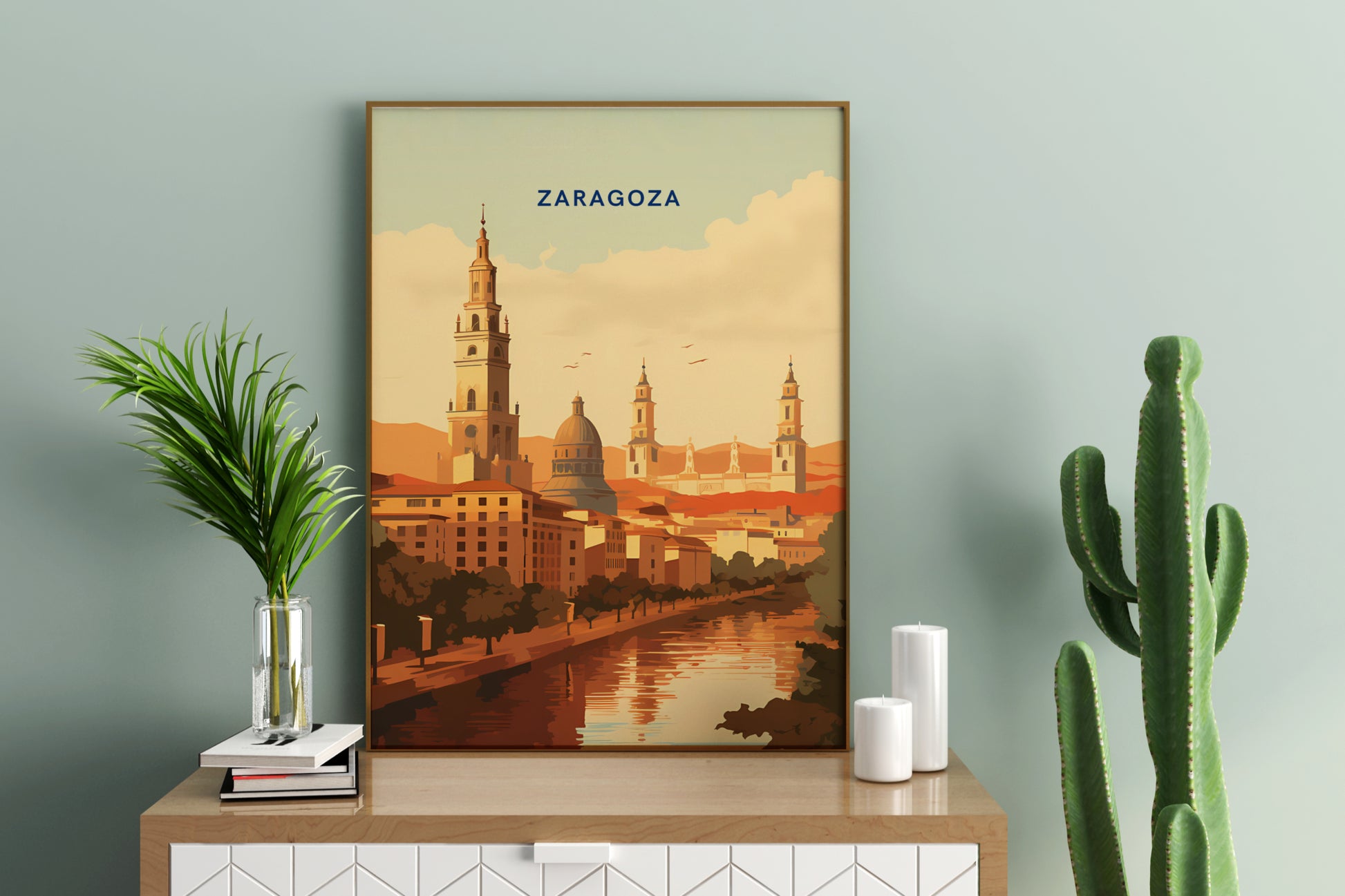 Zaragoza Spain Travel Print Poster - Pitchers Design