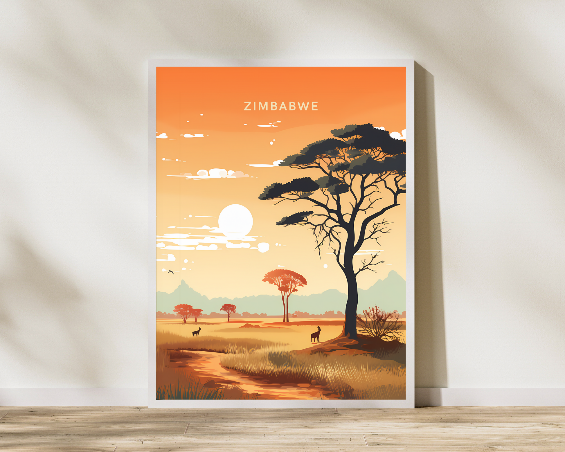 Zimbabwe Africa Travel Poster Print - Pitchers Design