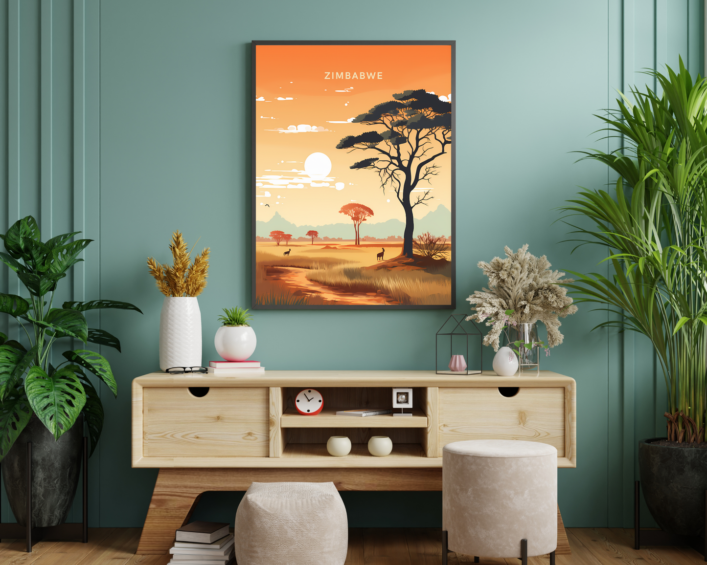 Zimbabwe Africa Travel Poster Print - Pitchers Design