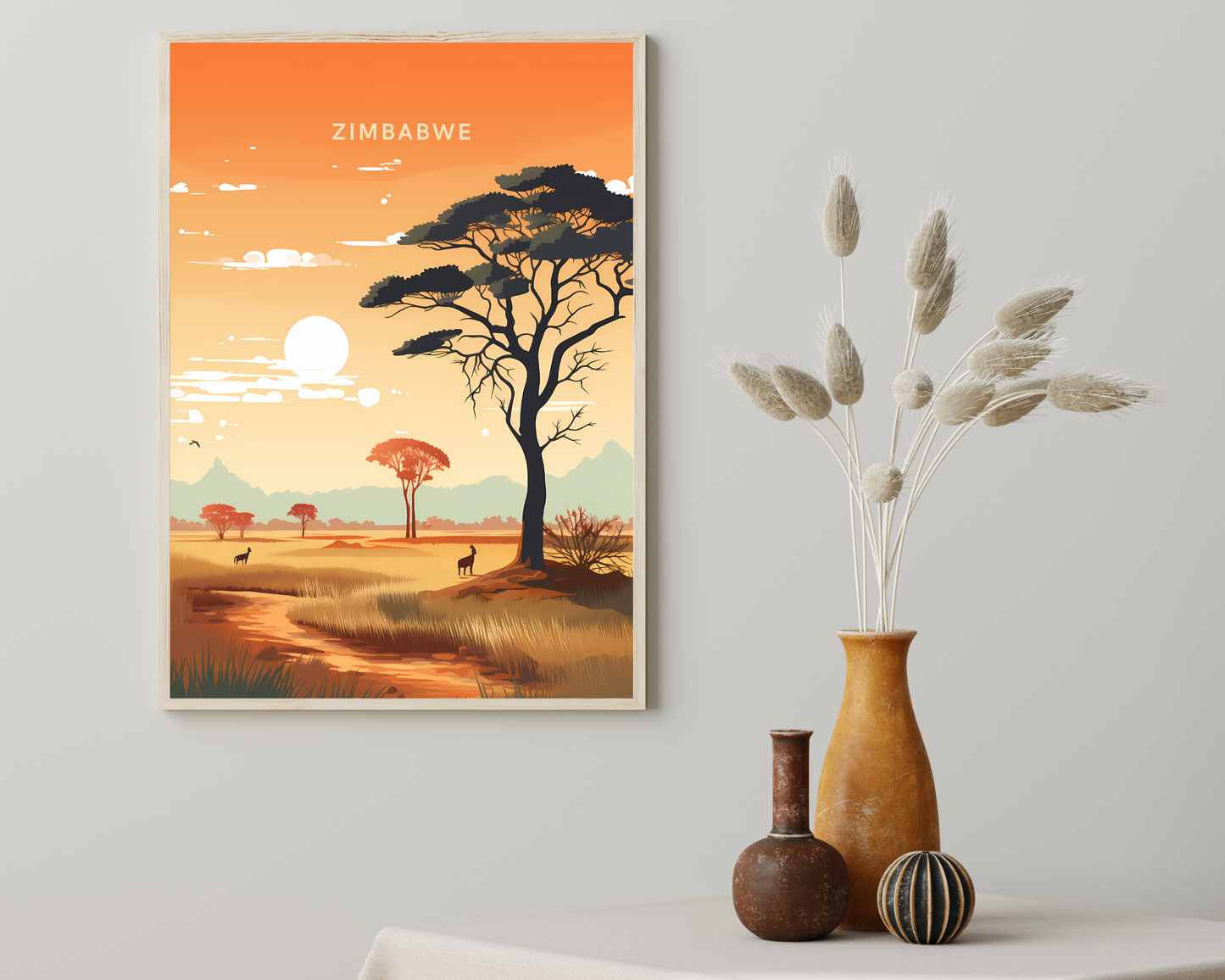 Zimbabwe Africa Travel Poster Print - Pitchers Design