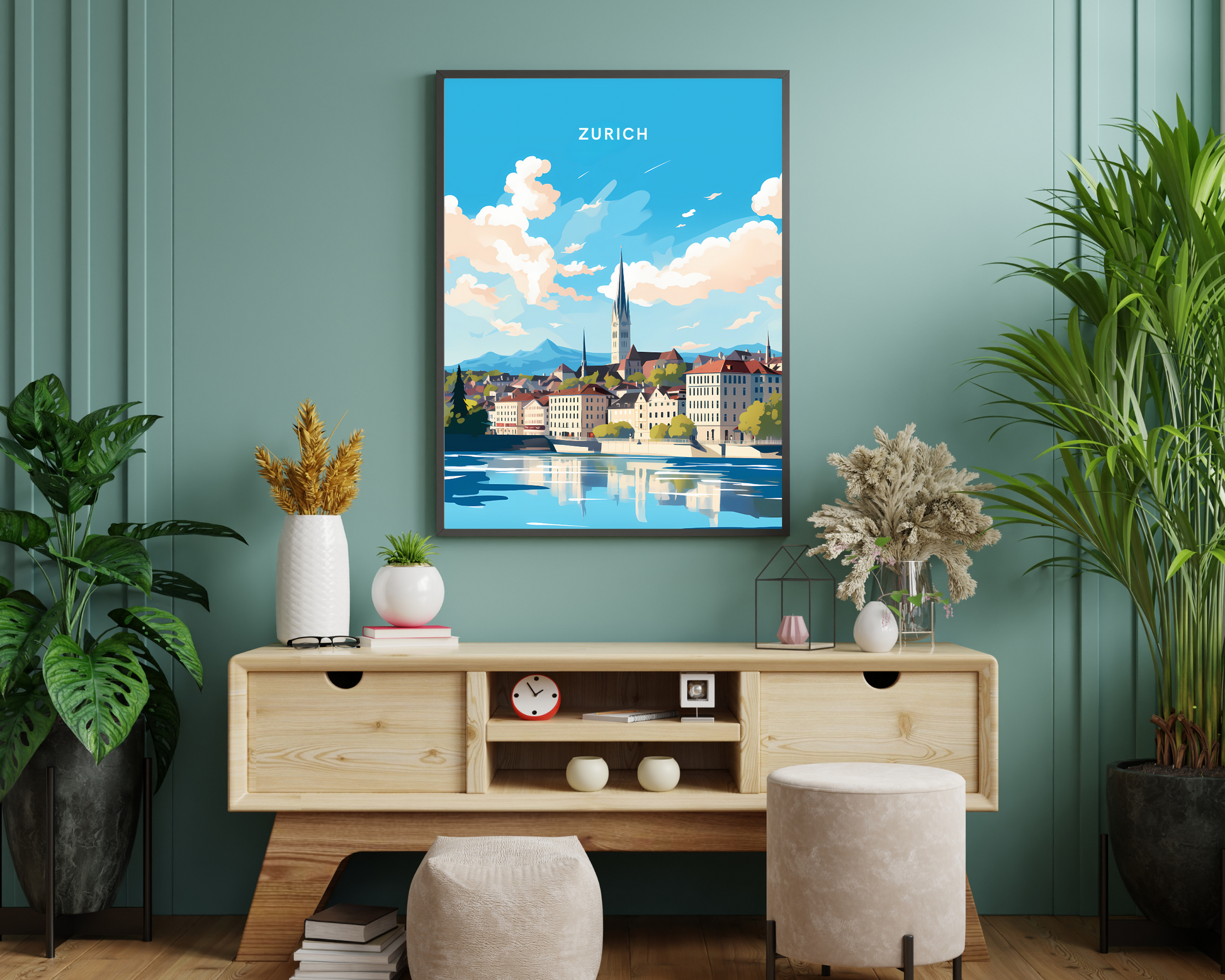 Zurich Switzerland Travel Poster Print - Pitchers Design